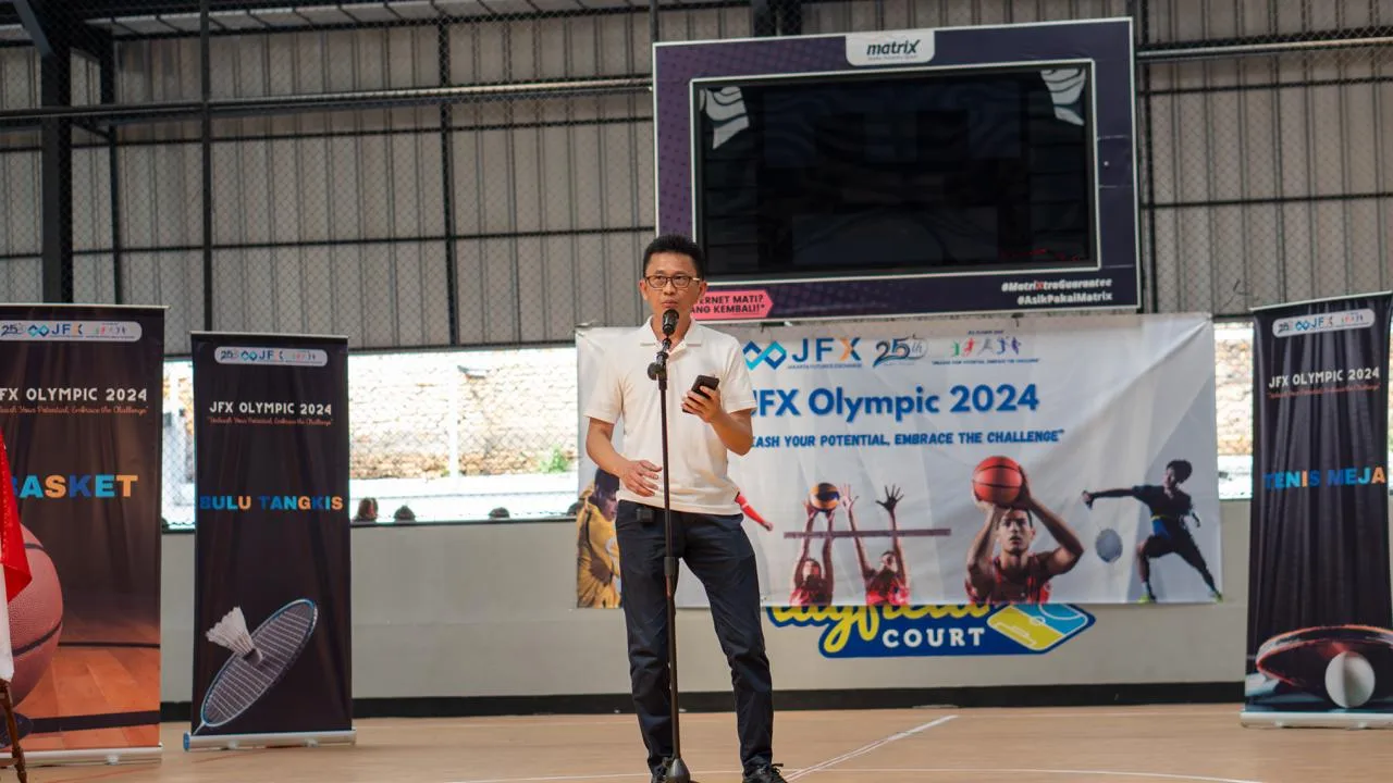 Direktur Jakarta Futures Exchange, Yazid Kanca Surya, pada pembukaan JFX Olympic 2024, di Jakarta, Sabtu (18/5/2024). Ist