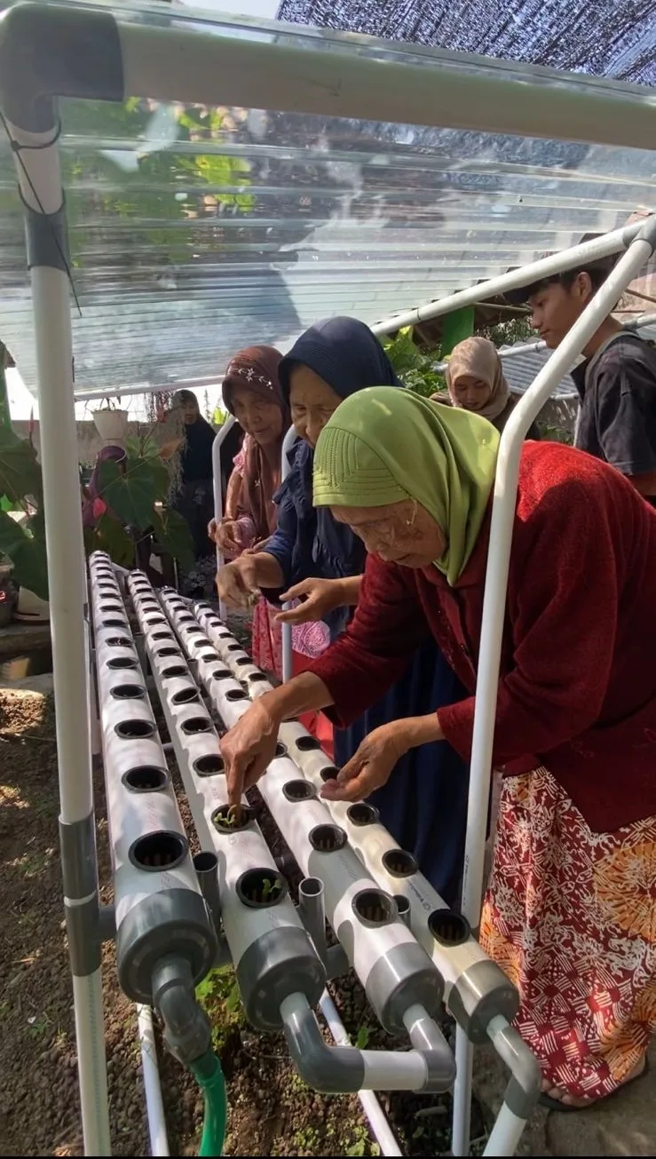 Lansia yang memanfaatkan hydroponic serenity untuk menurunkan stres. Ist