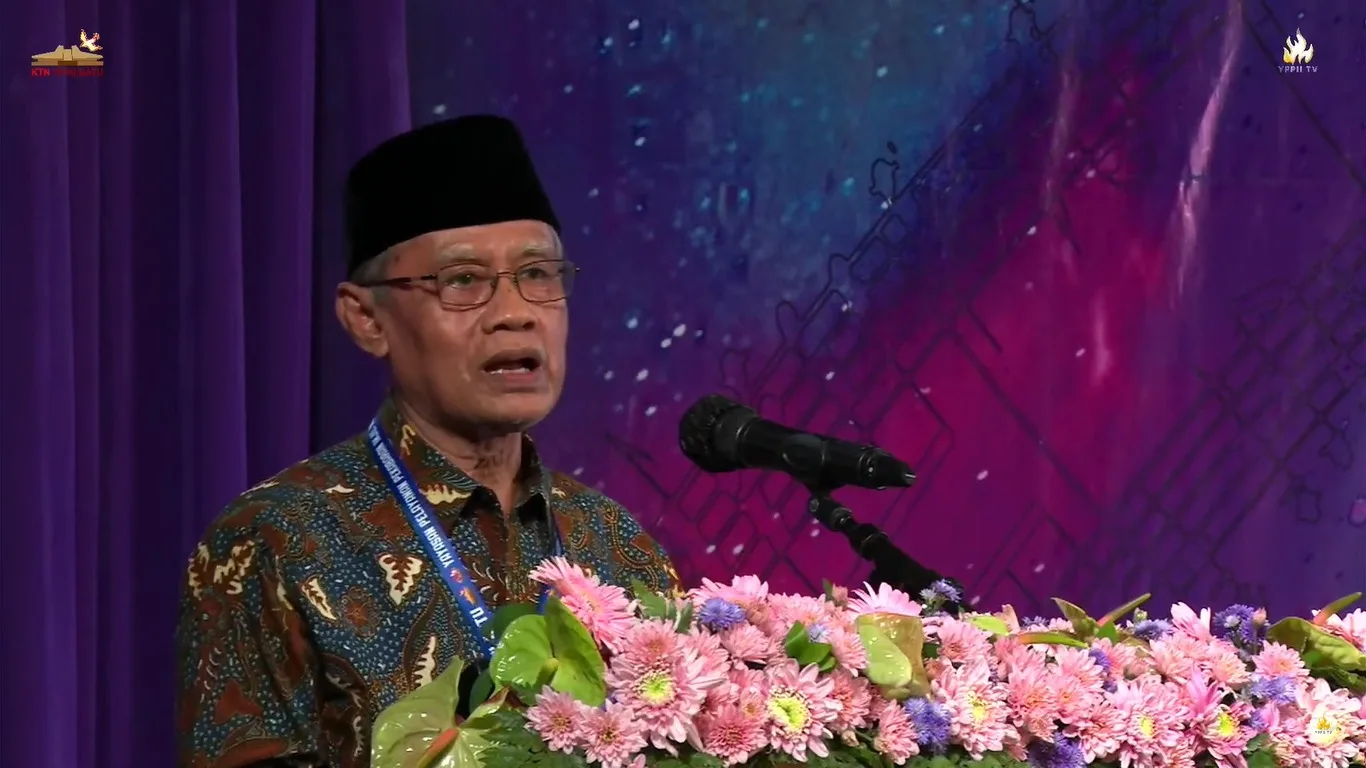 Ketua Umum Pimpinan Pusat Muhammadiyah, Prof KH. Haedar Nashir, dalam Seminar Kebangsaan KTN Ke-61 YPPII Batu, Kamis (4/7/2024) lalu. Ist.