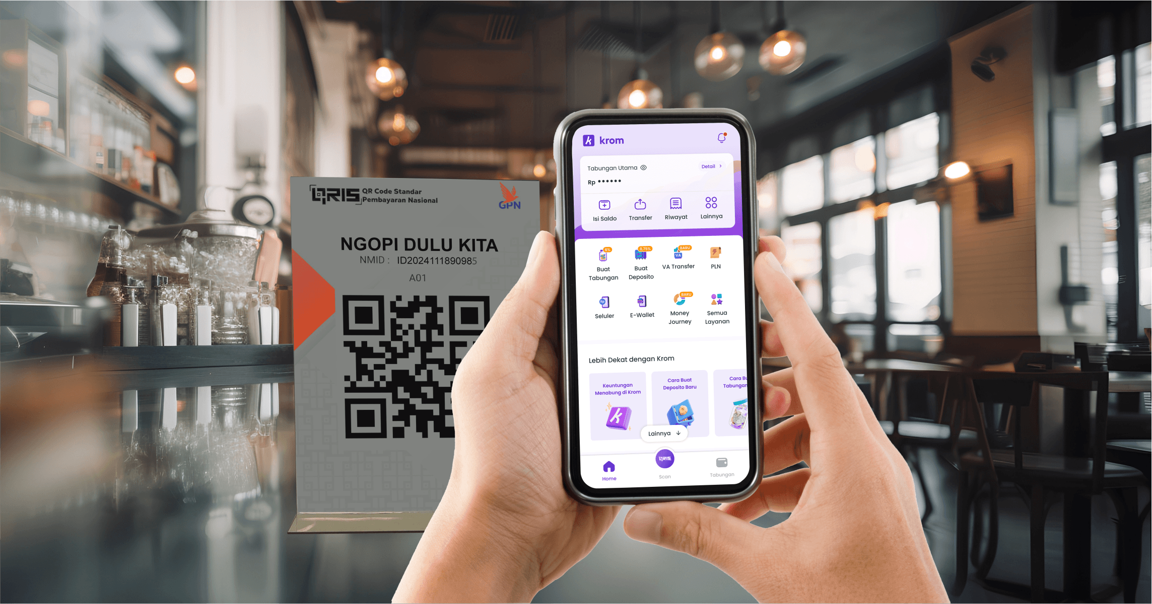  User interface aplikasi perbankan digital Krom. Istimewa