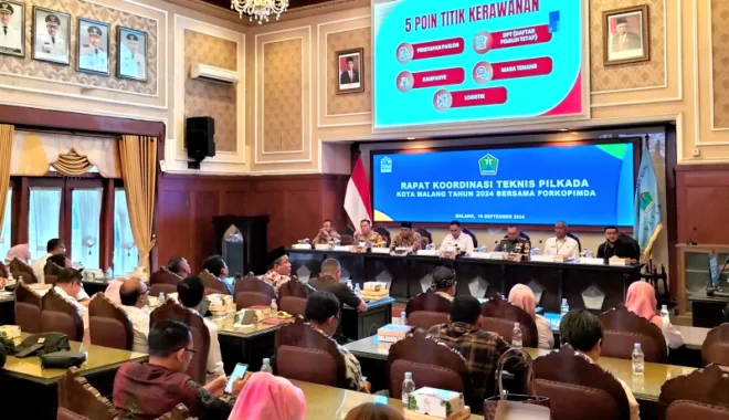 Rapat Koordinasi Teknis Pilkada Kota Malang Tahun 2024 bersama Forkopimda
