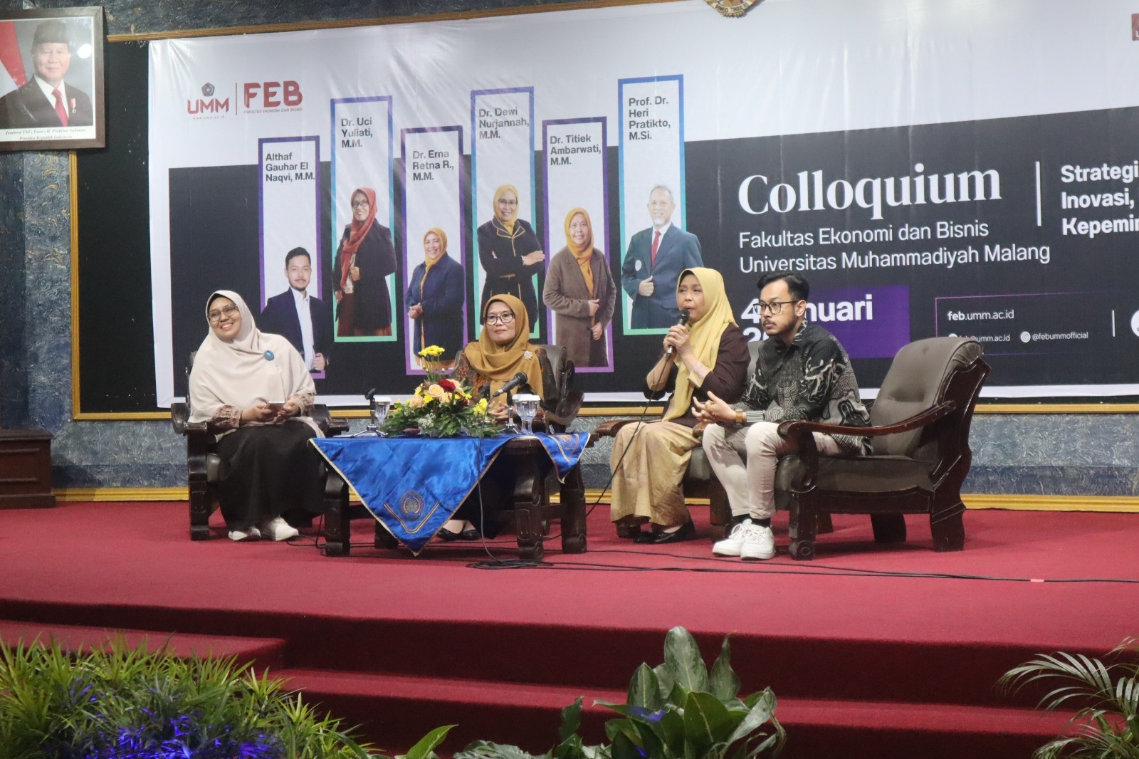 Colloqium Fakultas Ekonomi dan Bisnis (FEB) Universitas Muhammadiyah Malang (UMM)g bertema ‘Strategi Transformasi UKM: Inovasi, Literasi Digital, dan Kepemimpinan Visioner’, di UMM, Sabtu (4/1/2025). Istimewa