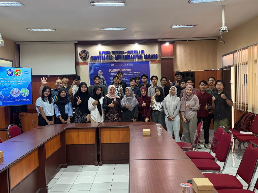 Kegiatan kuliah tamu di CoE Udang UMM dari Shrimp Club Indonesia, beberapa waktu lalu. Istimewa