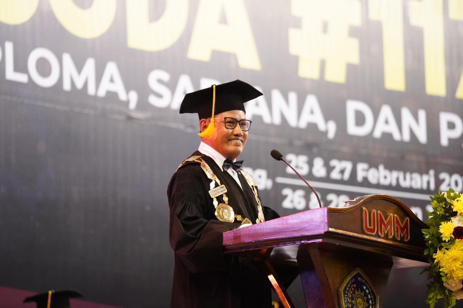 Rektor UMM Prof.  Nazaruddin Malik, saat memberikan sambutan pada wisuda UMM 2025, Selasa (25/2/2025). Istimewa