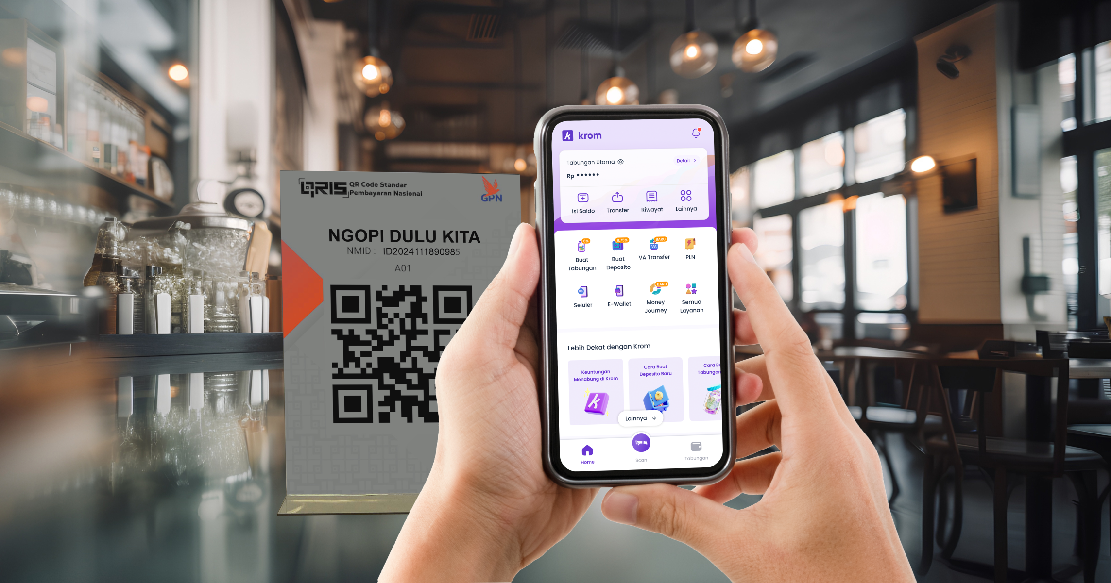 Penggunaan QRIS pada aplikasi Krom. Istimewa