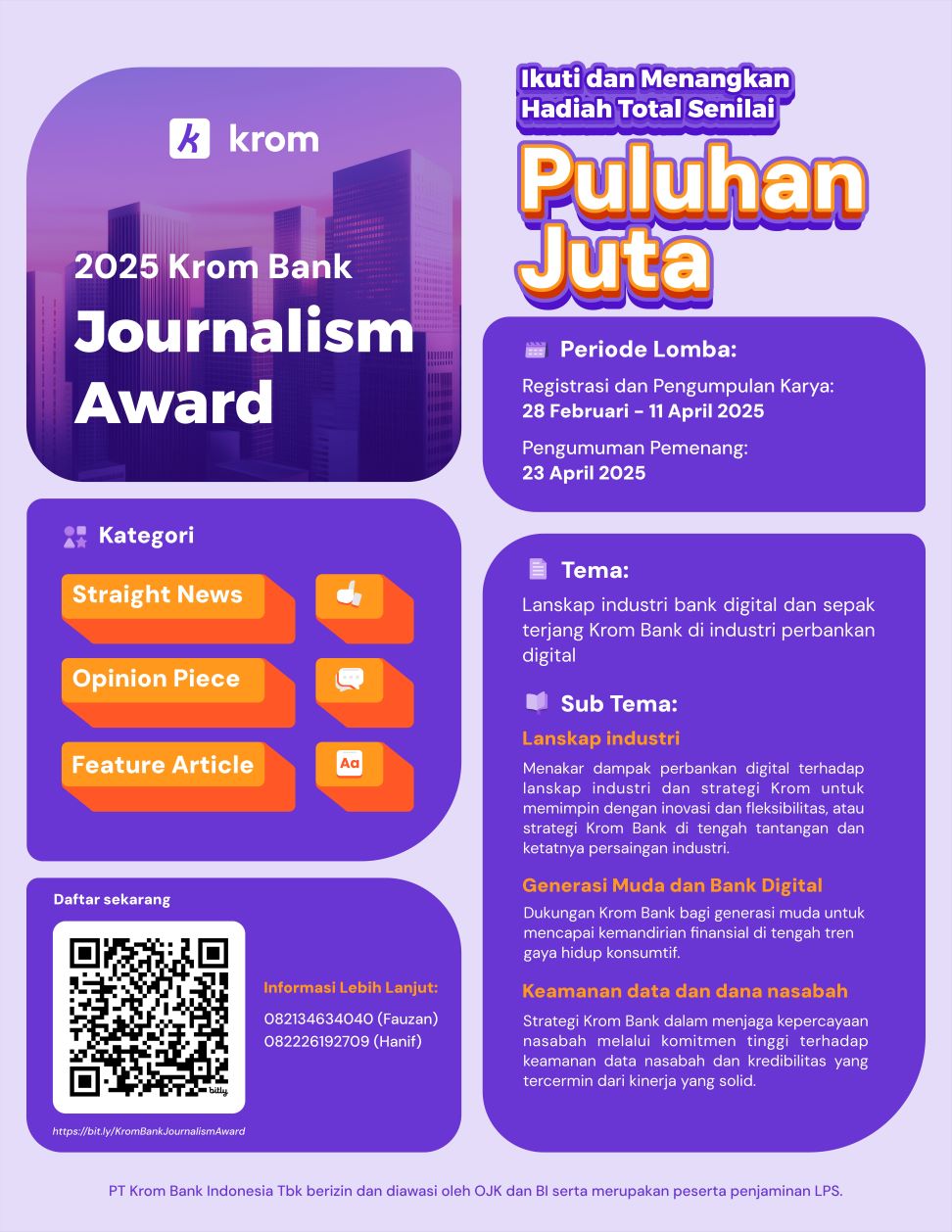 Krom Bank Journalism Award 2025. Istimewa