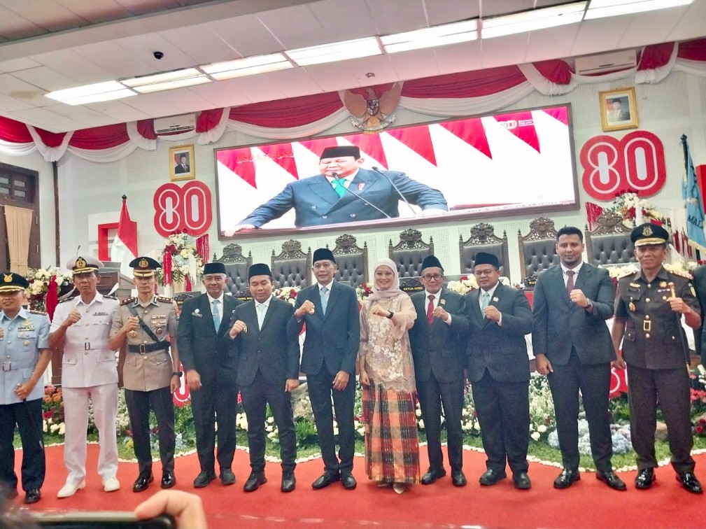 Forkopimda saat mengikuti rapat paripurna mendengarkan sidang tahunan MPR dan pidato kenegaraan presiden dalam rangka HUT RI ke-80, Jumat (15/8). Foto: Tugusatu/Maghfirotul Hasanah