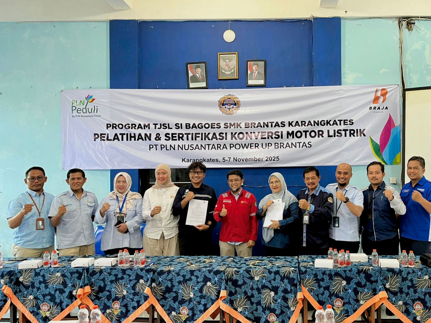 PT PLN Nusantara Power Unit Pembangkitan (PLN NP UP Brantas) memfasilitasi kerja sama antara SMK Brantas Karangkates, Kabupaten Malang, Jawa Timur, dan PT Braja Elektrik Motor. Foto: Dok PLN NP UP Brantas