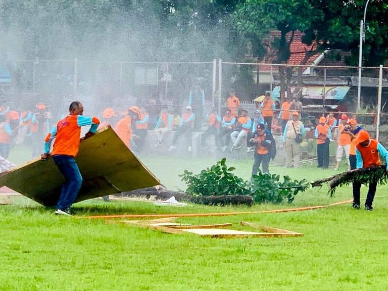 BPBD Kota Malang melakukan simulasi kebencanaan sekaligus memperkuat peta rawan bencana. Foto: Tugusatu/Maghfirotul Hasanah