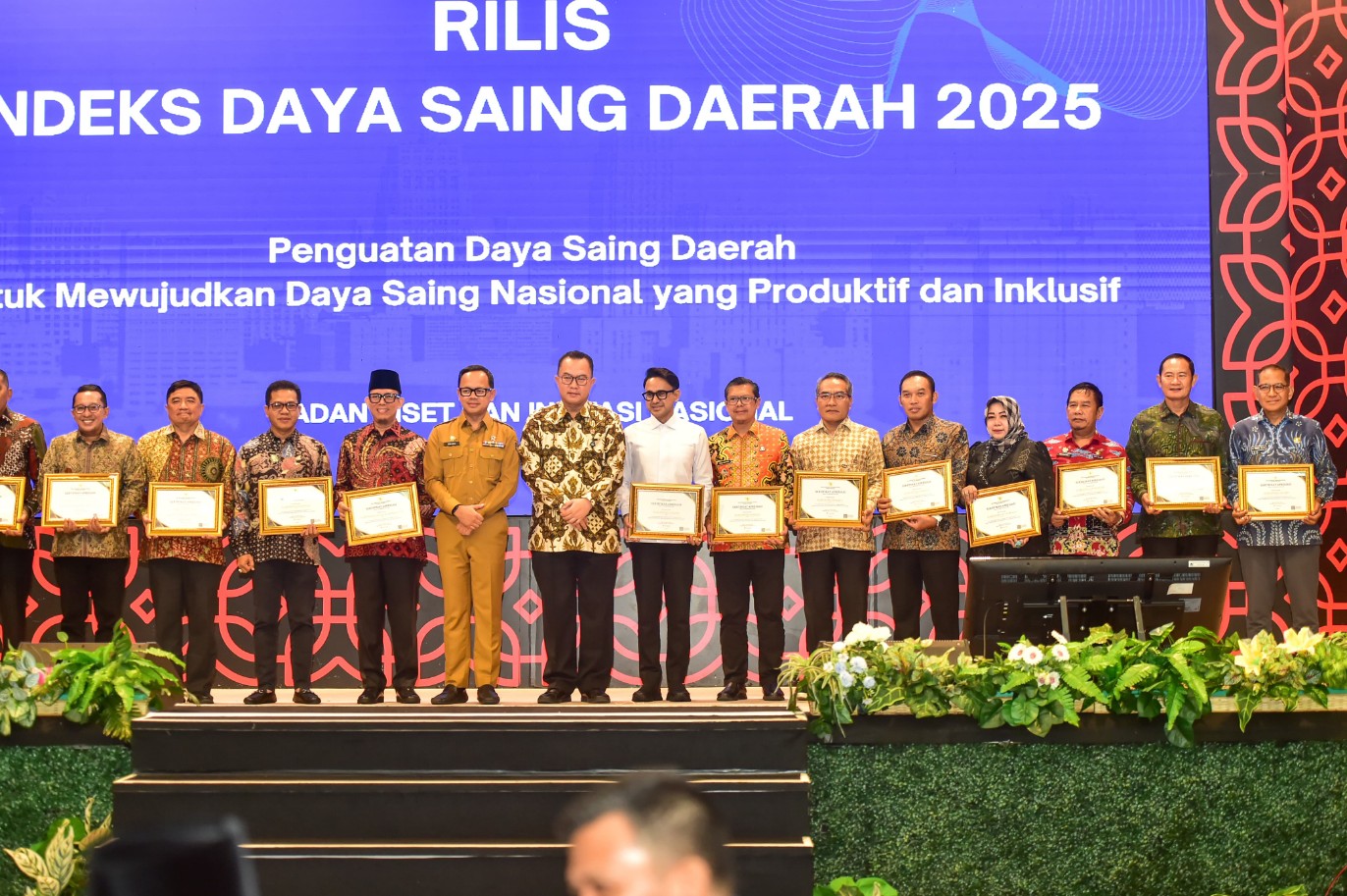 Bupati Lamongan Yuhronur Efendi menerima sertifikat IDSD dari Badan Riset dan Inovasi Nasional di Jakarta.