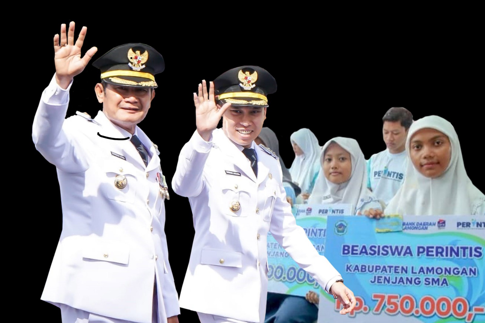 Bupati Lamongan Dr. H. Yuhronur Efendi, M.BA, M.EK dan Wakil Bupati Lamongan Dirham Akbar Aksara, S.T, B.Eng, M.Sc. Foto: Dok. Diskominfo Lamongan