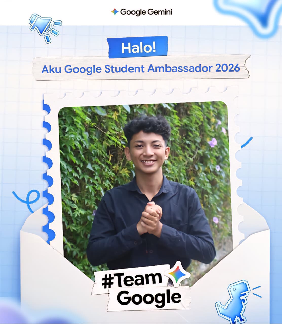 Google Student Ambassador terpilih, Rafif Izdihar Dinta dari jurusan Kimia, Fakultas Matematika dan Ilmu Pengetahuan Alam (FMIPA) UB. Foto: Dok. Humas UB