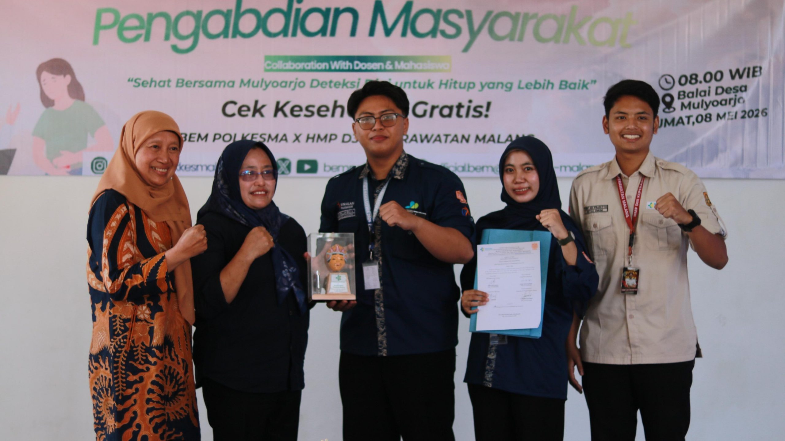 Badan Eksekutif (BEM) Mahasiswa Poltekkes Kemenkes Malang, Jawa Timur, menggelar kegiatan pengabdian masyarakat di Desa Mulyoarjo, Kecamatan Lawang, Kabupaten Malang, Jumat (8/5/2026). Foto: Tugusatu/dok. Poltekkes Kemenkes Malang