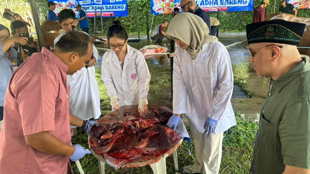 Kemeriahan kegiatan kurban JNE dan TIKI. Istimewa